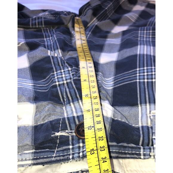 Abercrombie & Fitch Shorts Plaid Blue White Button Fly Mens Size 33 - Picture 12 of 12